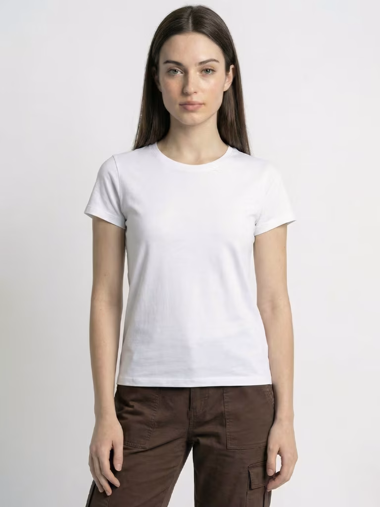 Women's Plain White Half Sleeve Round Neck T-Shirt